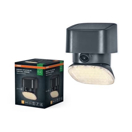 Osram - LED Солнечный настенный светильник с датчиком ENDURA STYLE LED/10,3W/4,2V 2000 mAh IP54 антрацит