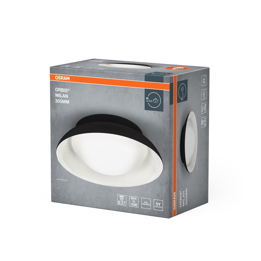 Osram - стельний світильник ORBIS MILAN 2xE27/10W/230V діаметр 30,5 см чорний