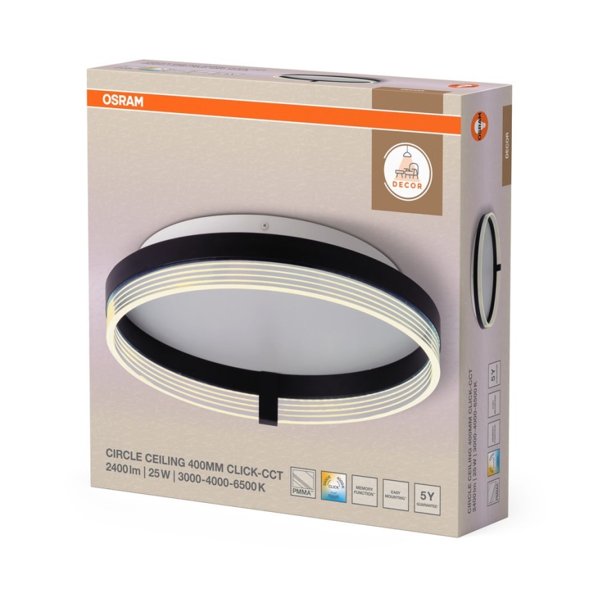 Osram - LED стельовий світильник DECOR CIRCLE LED/25W/230V 3000/4000/6500K Ø 40 см чорний/білий