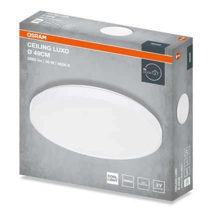 Osram - стельовий світильник LED CEILING LUXO, 36 Вт, 230 В, діаметр 49 см, білий