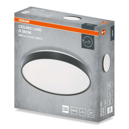 Osram - стельовий світильник LED CEILING LUXO LED/24 Вт/230 В, діаметр 38 см, чорний