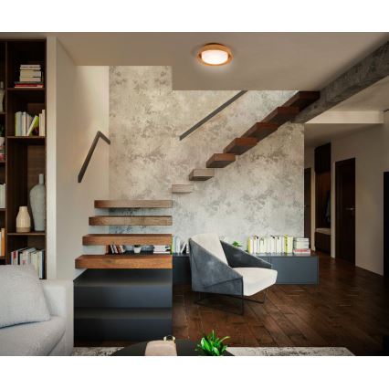 Osram - Стельовий світильник ORBIS MADRID 2xE27/10W/230V, діаметр 29 см, оздоблення під дерево