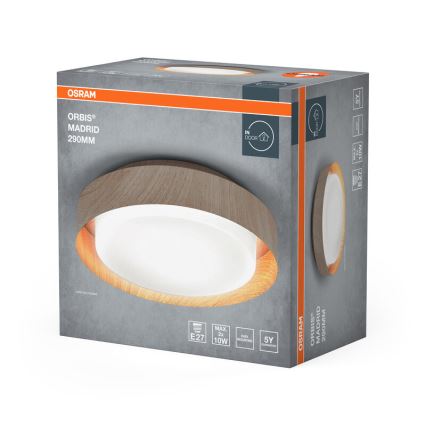 Osram - Стельовий світильник ORBIS MADRID 2xE27/10W/230V, діаметр 29 см, оздоблення під дерево