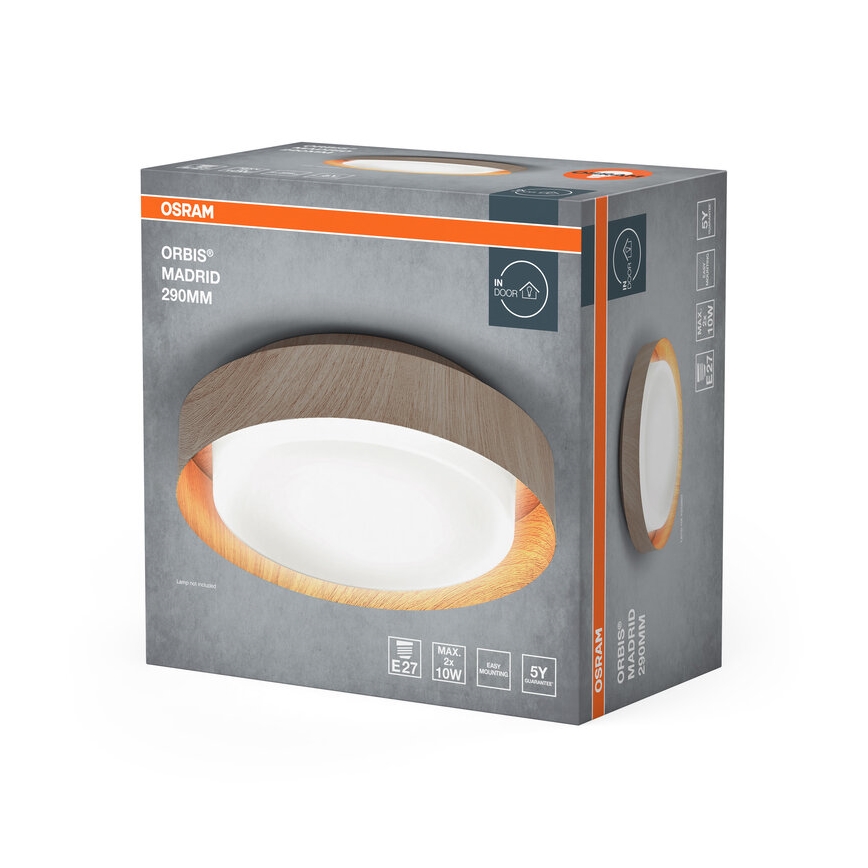 Osram - Стельовий світильник ORBIS MADRID 2xE27/10W/230V, діаметр 29 см, оздоблення під дерево