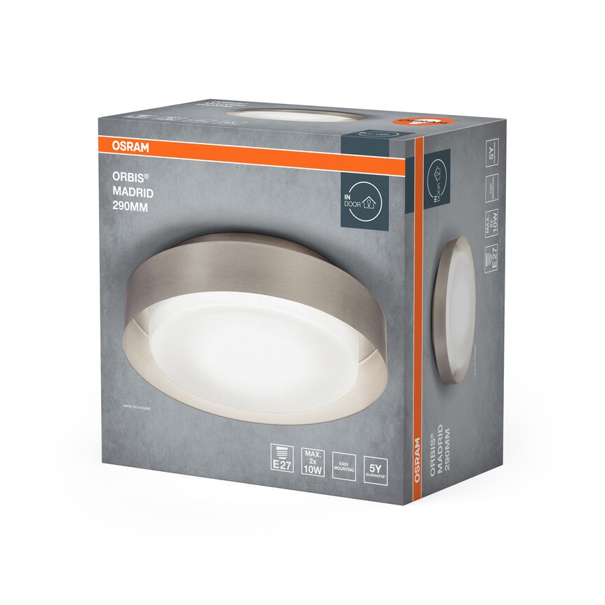 Osram - стельовий світильник ORBIS MADRID 2×E27/10 Вт/230 В, діам. 29 см, матовий хром