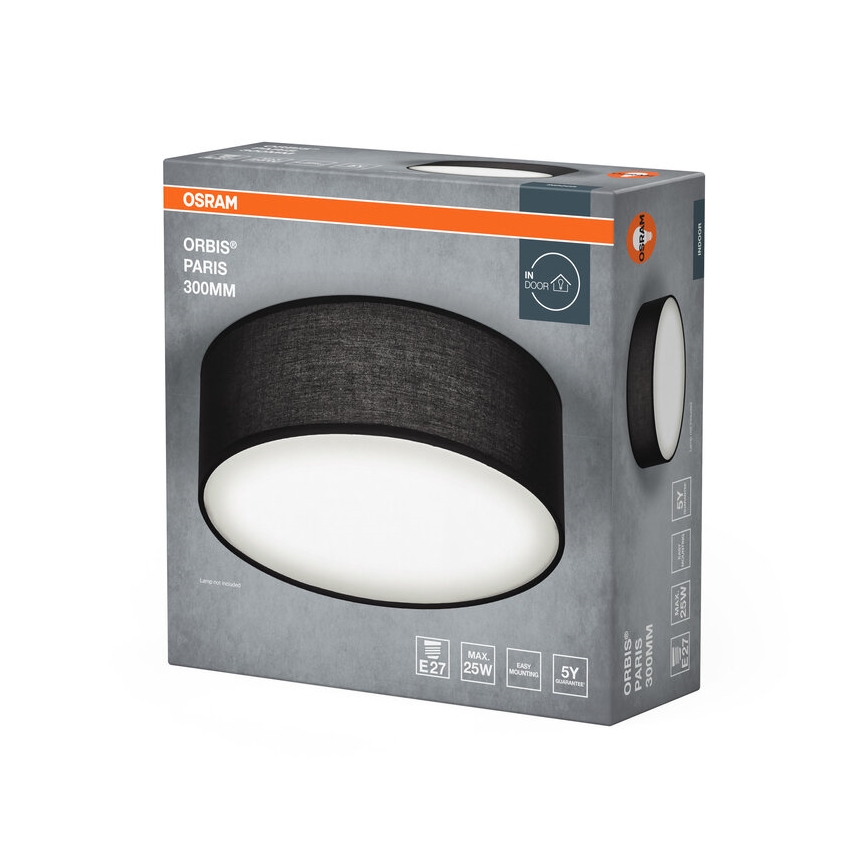Osram - стельовий світильник ORBIS PARIS 1xE27/25W/230V діаметр 30 см чорний