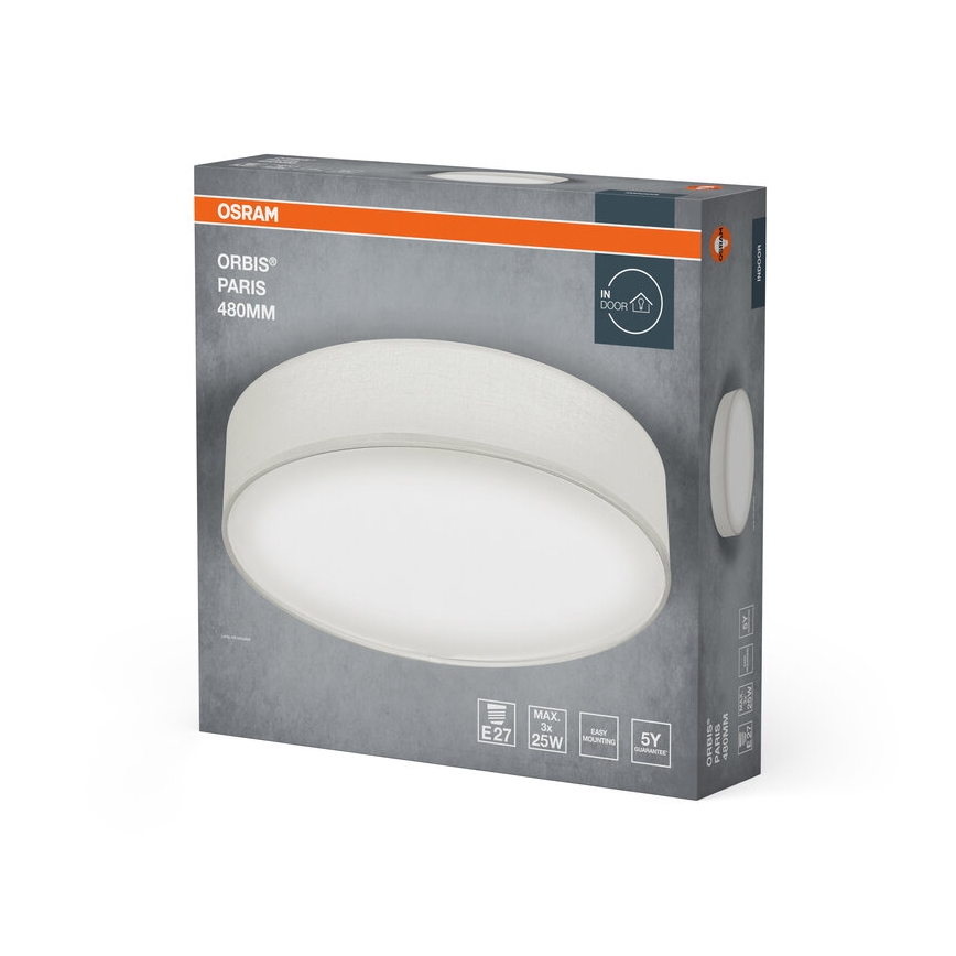Osram - стельовий світильник ORBIS PARIS, 3×E27 / 25 Вт / 230 В, діаметр 48 см, білий