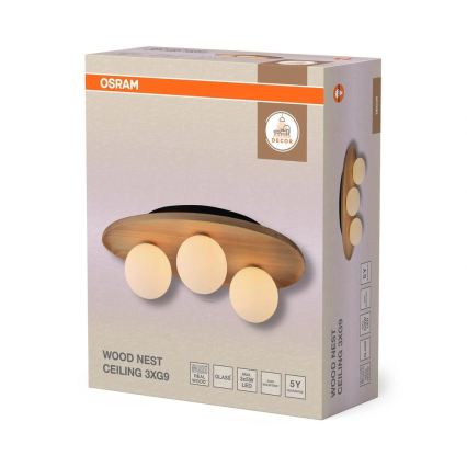 Osram - Стельовий світильник WOOD NEST 3xG9/5W/230V, каучукове дерево