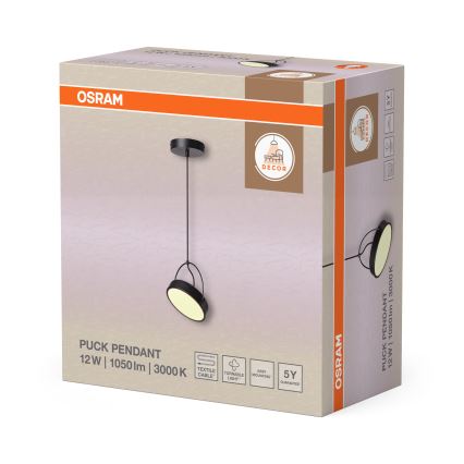 Osram - светодиодная люстра на тросовой подвеске DECOR PUCK LED/12W/230V CRI 90 чёрная