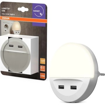 Osram - Светодиодный ночник в розетку с датчиком LUNETTA 2xUSB LED/13W/230V