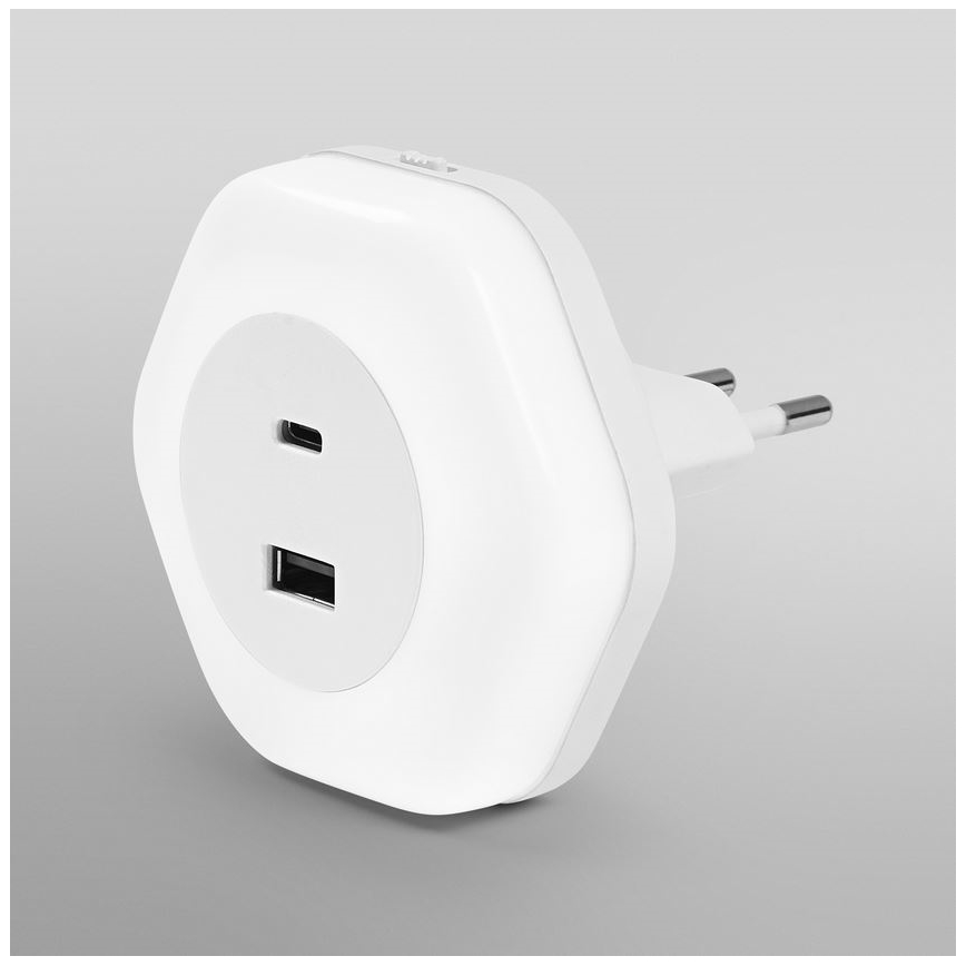 Osram - LED ночник в розетку с USB LUNETTA LED/15W/230V белый