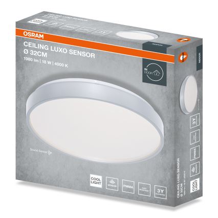 Osram - LED потолочный светильник с датчиком сумерек CEILING LUXO LED/18W/230V diам. 32 cm серебристый