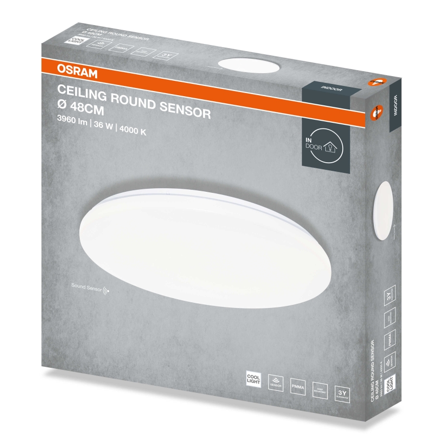 Osram - светодиодный потолочный светильник с датчиком сумерек CEILING ROUND LED/36W/230V 4000K Ø 48 см белый