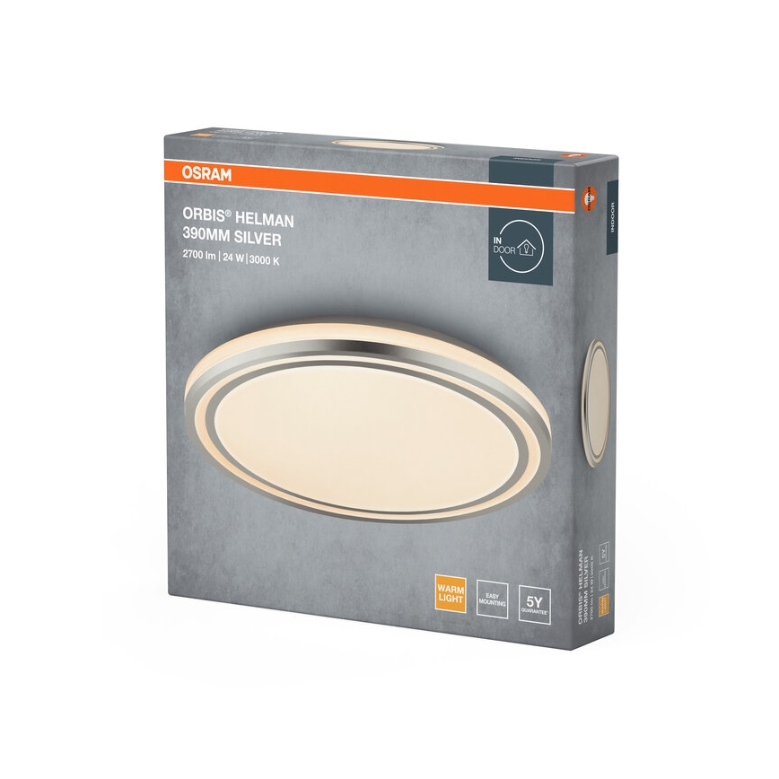 Osram - светодиодный потолочный светильник ORBIS HELMAN LED/24Вт/230В, диаметр 39 см, серебристый