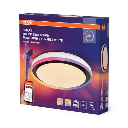 Osram - RGBW LED диммируемый потолочный светильник SMART+ MAGIC LED/38W/230V, диаметр 49 см, черный, 2700-6500K, Wi-Fi