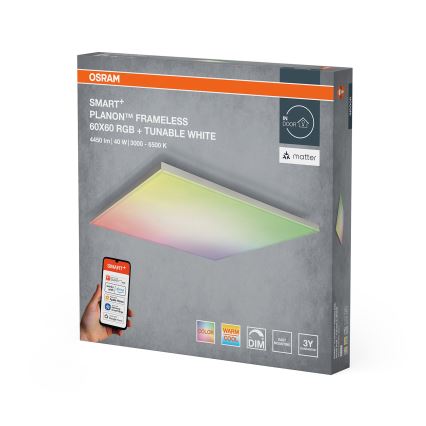 Osram - RGBW LED диммируемый потолочный светильник SMART+ PLANON, 40 Вт, 230 В, 60x60 см, 3000-6500 К, Wi-Fi