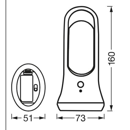 Osram - LED-ориентировочный светильник с датчиком движения и датчиком сумерек MOBILE LED/0,7W/4xAAA белый