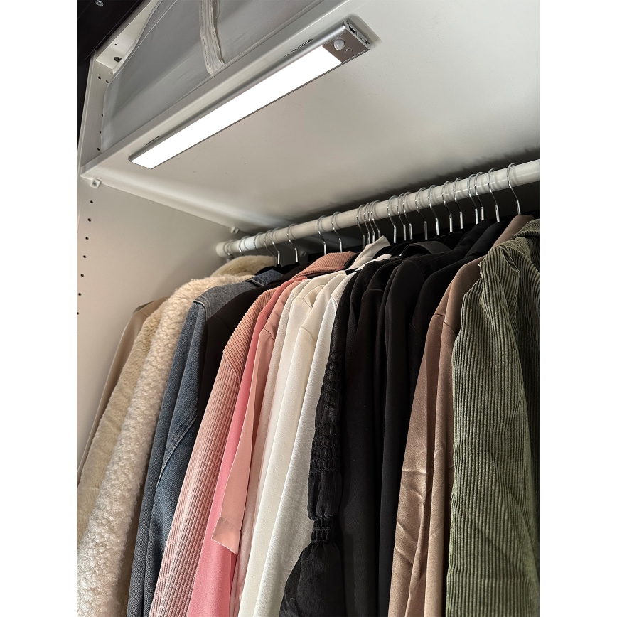 Osram - LED-светильник для нижней подсветки с комбинированным датчиком движения и сумеречного освещения LINEAR LED/4W/3,7V 1500 mAh 3000/4000/6500K 60 cm серый