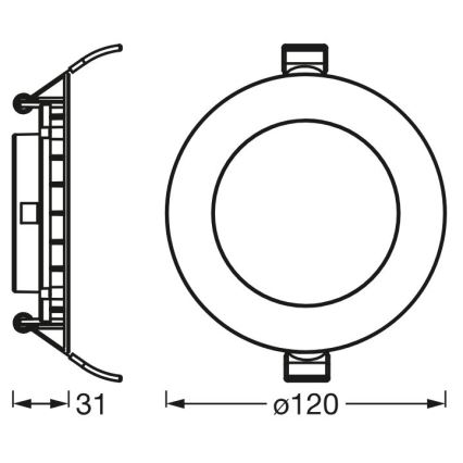 Osram - Светодиодный встраиваемый потолочный светильник SLIM, 8 Вт, 230 В, 6500 К, диам. 12 см