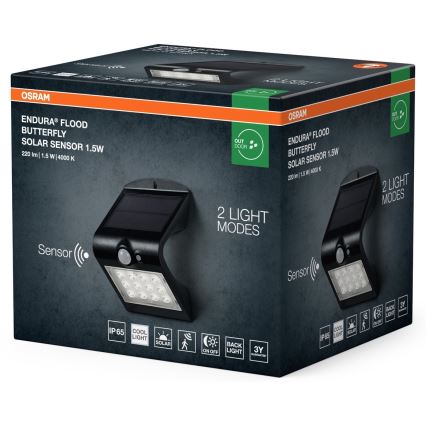 Osram - LED Настінний світильник на сонячній батареї з датчиком руху та освітленості BUTTERFLY LED/1,5W/3,7V 1200 mAh IP65