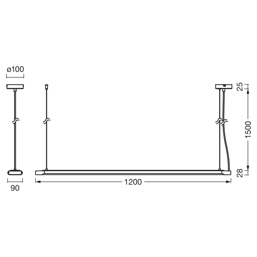 Osram - LED підвісний світильник на тросі з регулюванням яскравості OFFICE LINE LED/40W/230V 4000K 120 cm білий