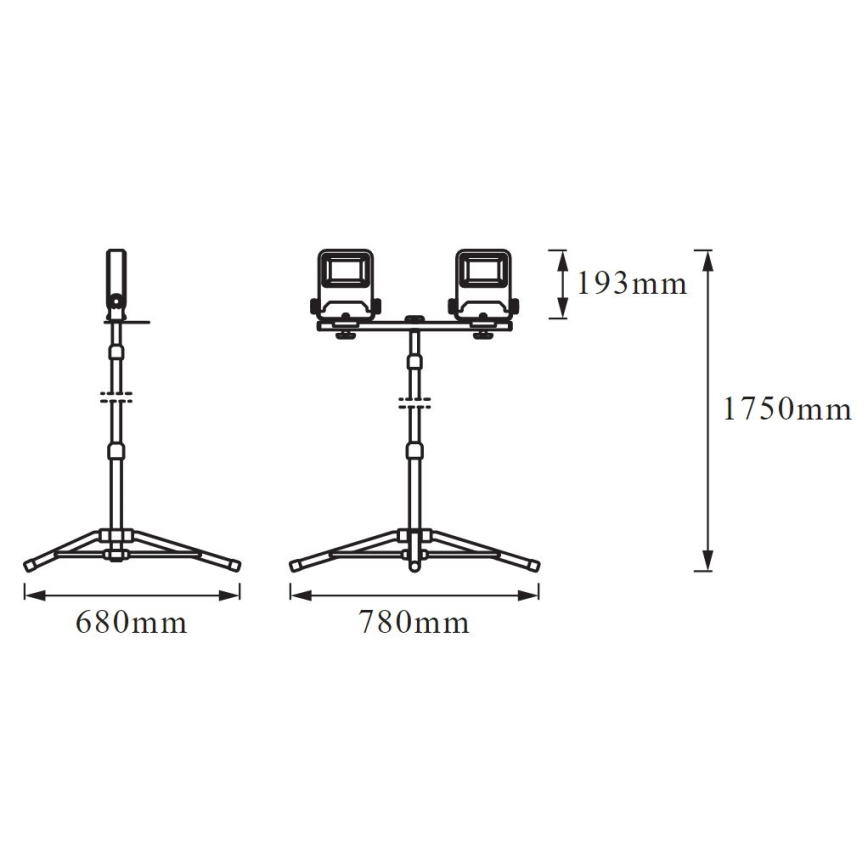 Осрам - світлодіодний прожектор зі штативним кріпленням TRIPOD 2×LED/30 Вт/230 В IP65