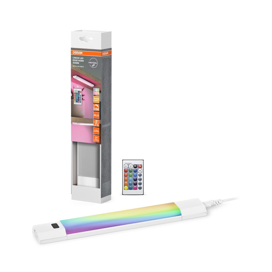 Osram - LED RGBW, світильник регульованої яскравості для монтажу під шафу з датчиком руху LINEAR EDGE LED/4W/230V 30 см білий + дистанційне керування