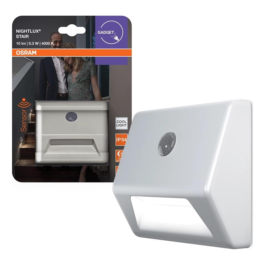 Осрам - світлодіодний сходовий світильник з датчиком NIGHTLUX LED/0,25Вт/3xAAA IP54 білий