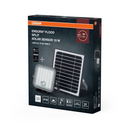 Osram - LED затемнюваний сонячний прожектор із датчиком ENDURA LED/10W/4,2V 4000K IP65 чорний + пульт дистанційного керування