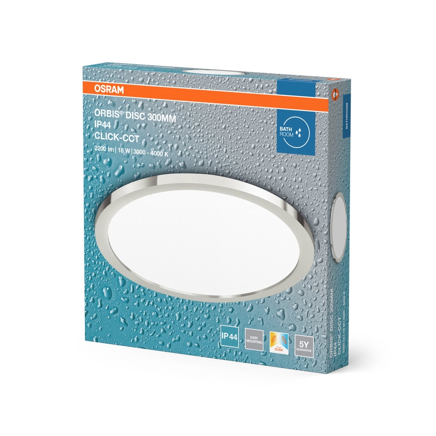 Osram - LED стельовий світильник для ванної кімнати DISC LED/18W/230V 3000/4000K діам. 30 см IP44 сріблястий