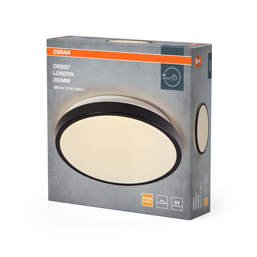 Osram - Світлодіодний стельовий світильник ORBIS LONDON LED/16W/230V діам. 28 см чорний