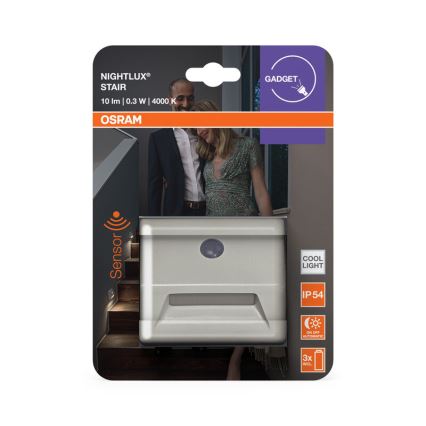Осрам - світлодіодний сходовий світильник з датчиком NIGHTLUX LED/0,25Вт/3xAAA IP54 білий