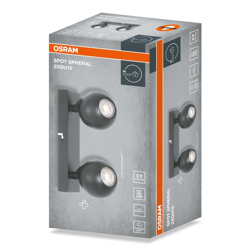 Osram - Точечный светильник SPOT SPHERAL 2xGU10/6W/230V чёрный