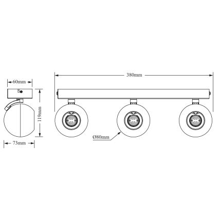 Osram - Точечный светильник SPOT SPHERAL 3xGU10/6W/230V черный