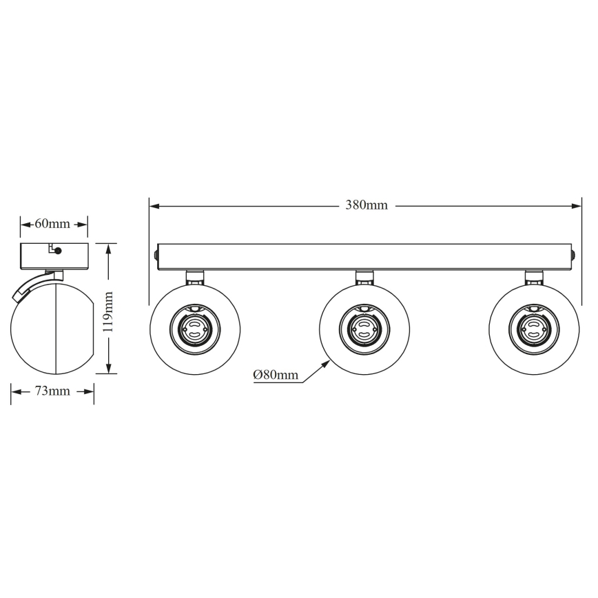 Osram - Точечный светильник SPOT SPHERAL 3xGU10/6W/230V черный