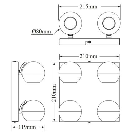 Osram - Точечный светильник SPOT SPHERAL 4xGU10/6W/230V черный