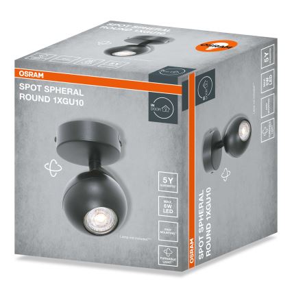 Osram - Точковий світильник SPOT SPHERAL 1xGU10/6W/230V чорний