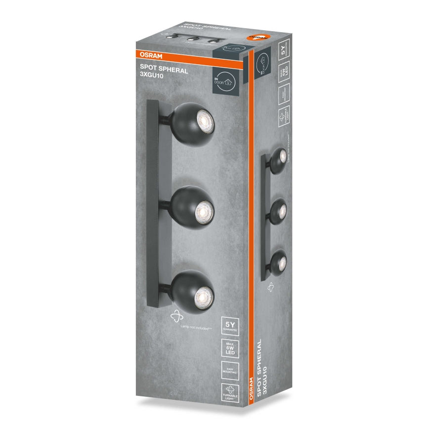 Osram - Точковий світильник SPOT SPHERAL 3xGU10/6W/230V чорний
