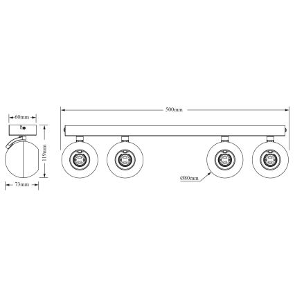 Osram - Точковий світильник SPOT SPHERAL 4xGU10/6W/230V чорний