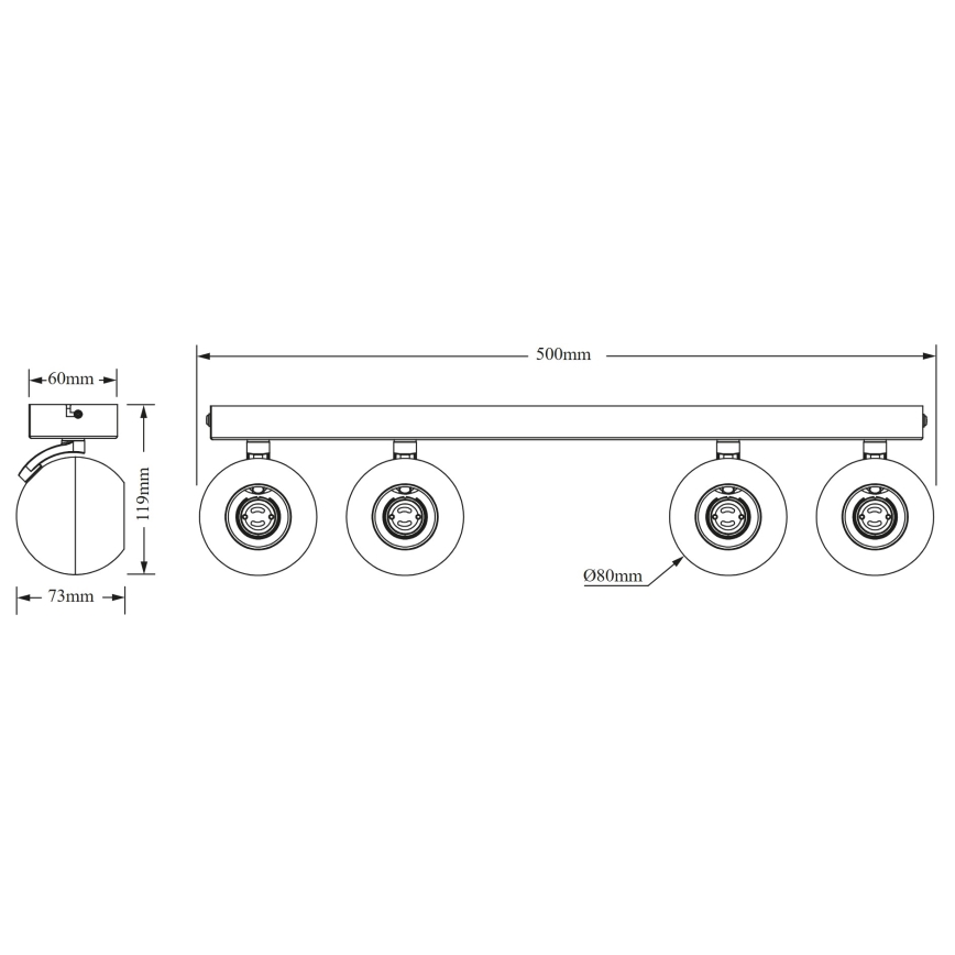 Osram - Точковий світильник SPOT SPHERAL 4xGU10/6W/230V чорний