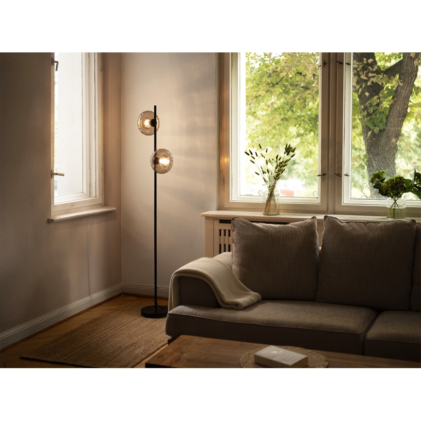Osram - Торшер DECOR SMOKE 2xE14/12W/230V черный/дымчато-серый
