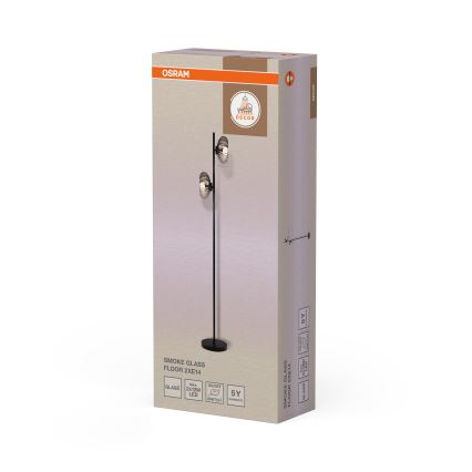 Osram - Торшер DECOR SMOKE 2xE14/12W/230V черный/дымчато-серый