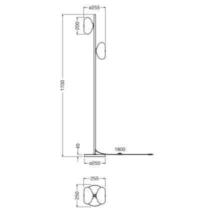 Osram - Торшер DECOR SMOKE 2xE14/12W/230V черный/дымчато-серый