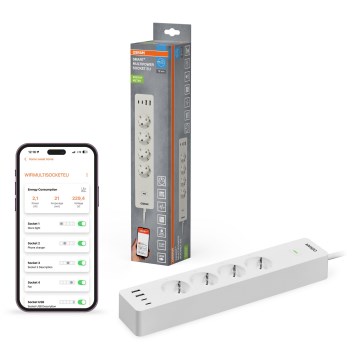 Osram - Удлинитель SMART+ 4 розетки тип F + 2xUSB-A + 2xUSB-C Wi-Fi