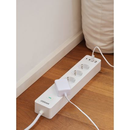 Osram - Удлинитель SMART+ 4 розетки тип F + 2xUSB-A + 2xUSB-C Wi-Fi