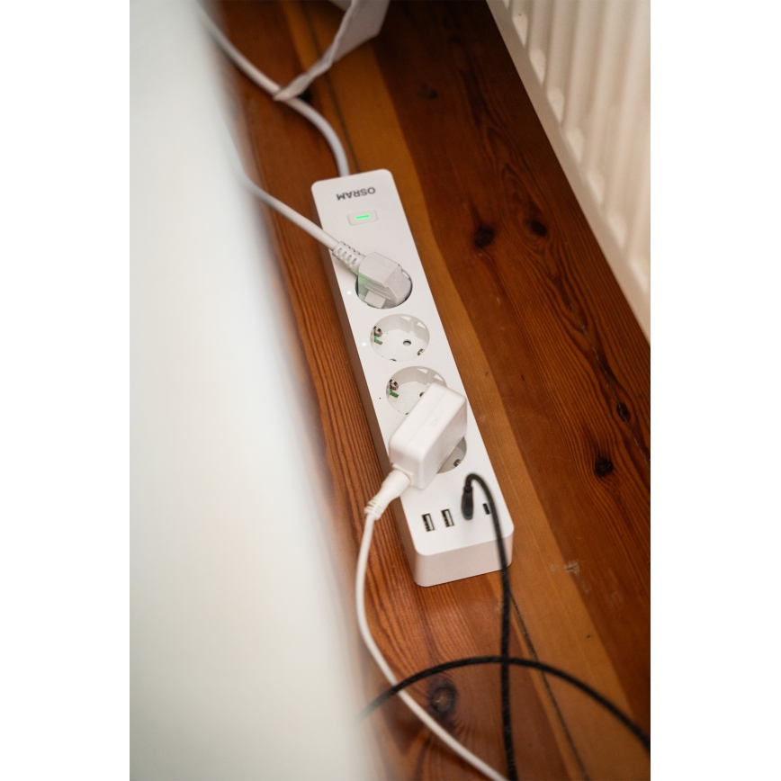 Osram - Удлинитель SMART+ 4 розетки тип F + 2xUSB-A + 2xUSB-C Wi-Fi