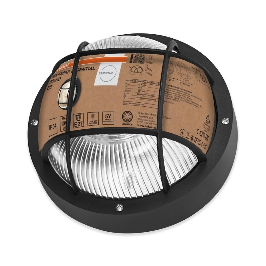Osram - уличный настенный светильник BULKHEAD 1xE27/10W/230V, диаметр 19 см, IP54, чёрный