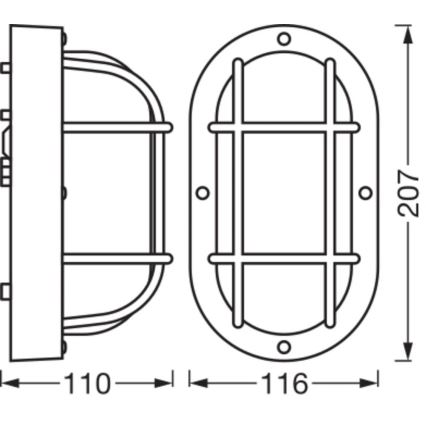 Osram - Уличный настенный светильник BULKHEAD 1xE27/10W/230V IP54 черный