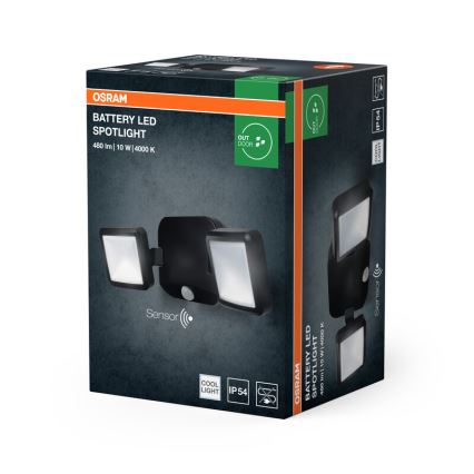Osram - уличный настенный светодиодный прожектор с датчиком BATTERY 2xLED/5W/4xD IP54