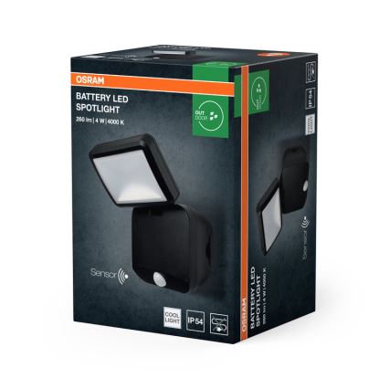 Osram - Уличный настенный светодиодный прожектор с датчиком BATTERY LED/4W/4xD IP54
